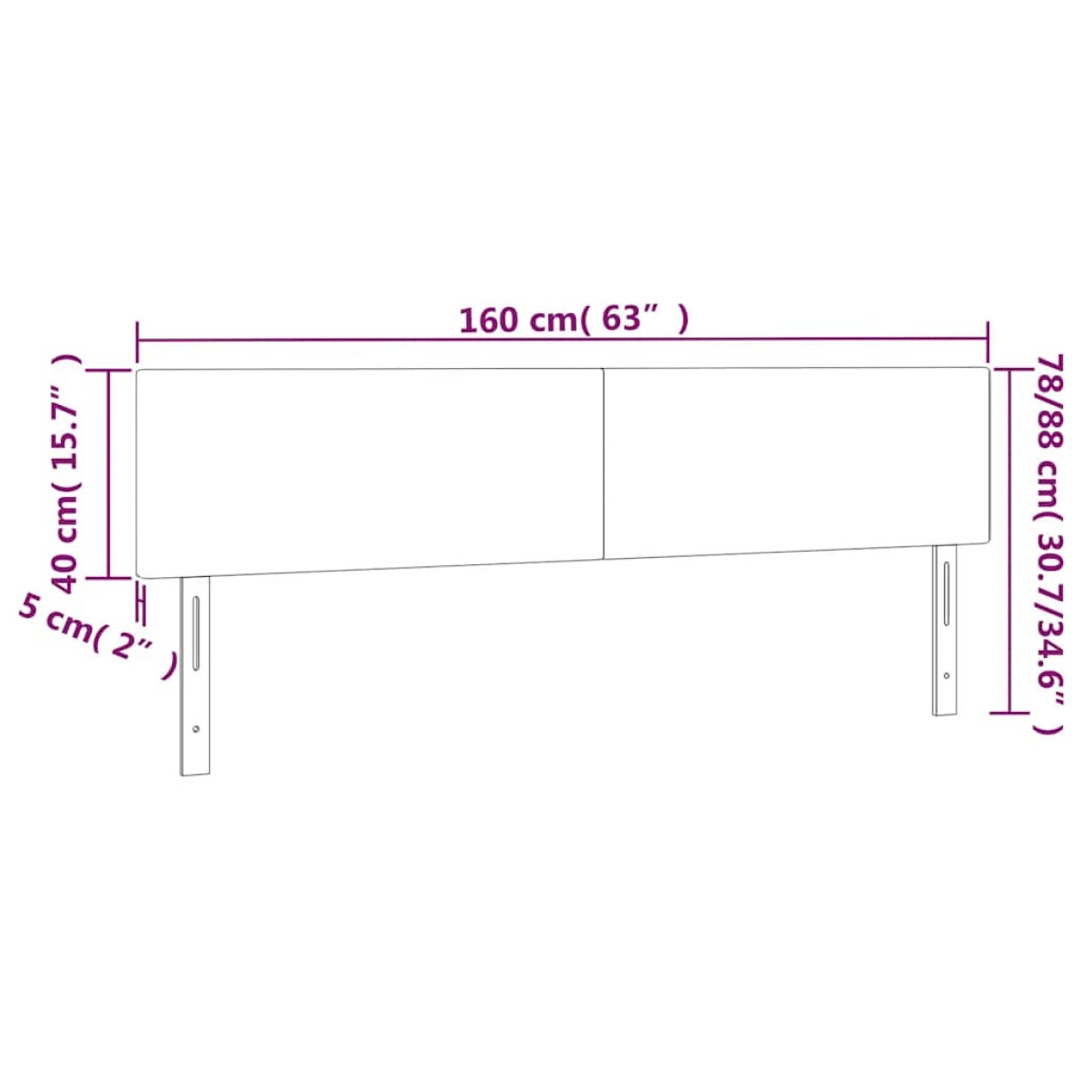 vidaXL Κεφαλάρια Κρεβατιού 2 τεμ. Σκ. Μπλε 80 x 5 x 78/88εκ. Βελούδινο