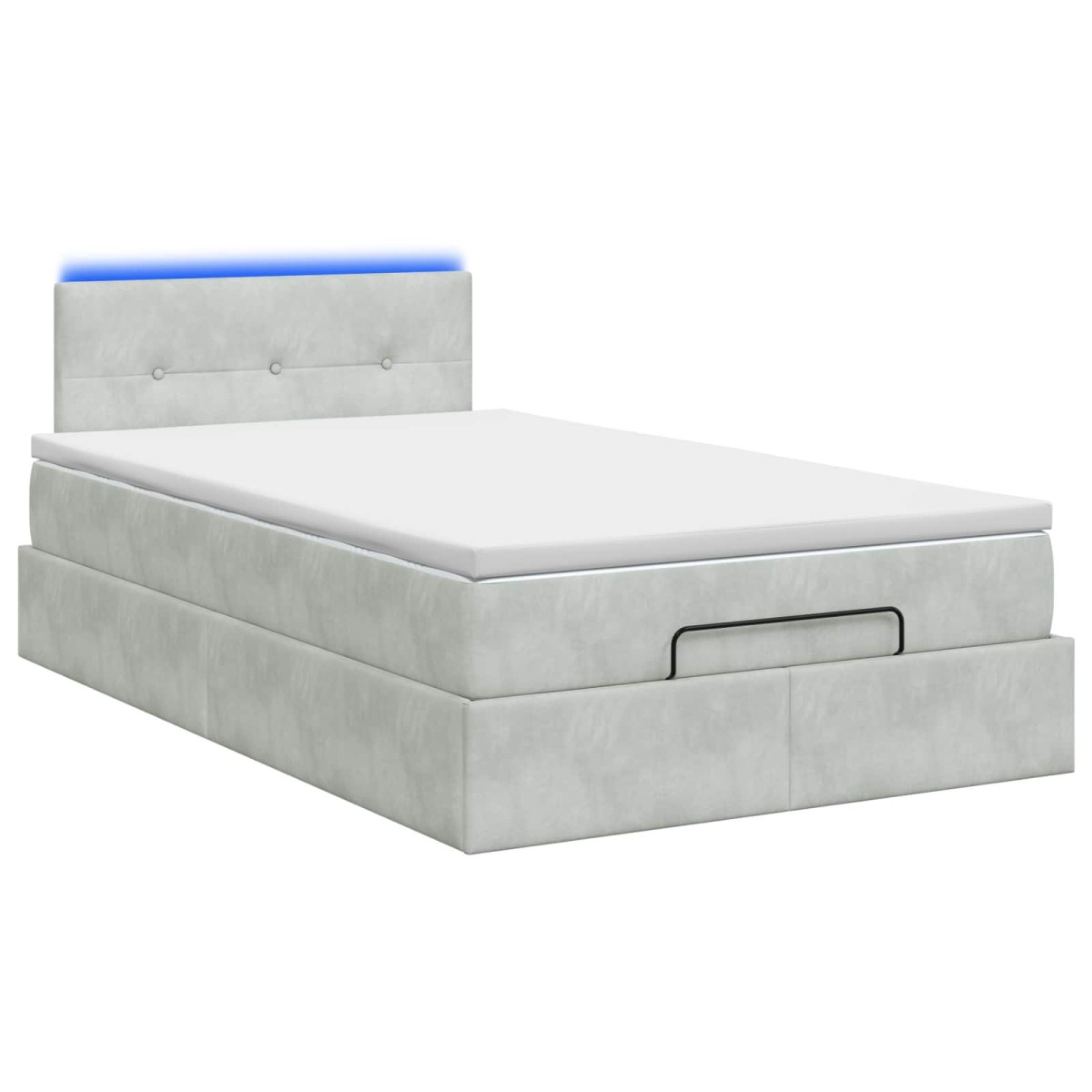 vidaXL Κρεβάτι Ottoman με Στρώμα και LED Ανοιχτό γκρι 120 x 190 cm
