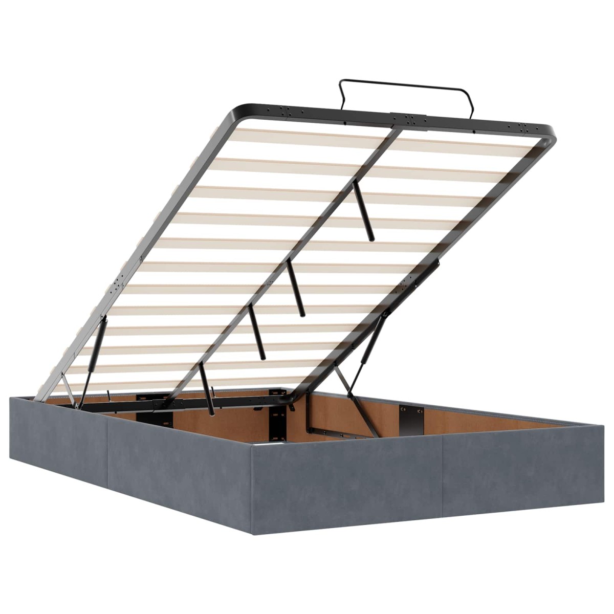 vidaXL Κρεβάτι Ottoman με Στρώμα και LED Σκούρο Γκρι 120 x 190 cm