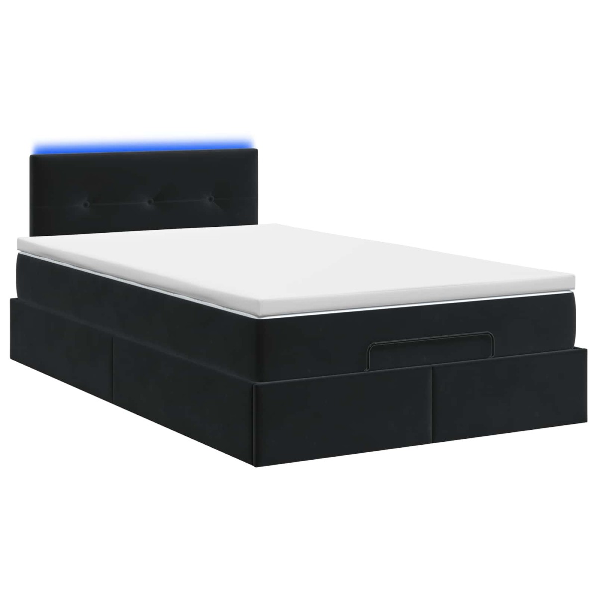 vidaXL Κρεβάτι Ottoman με Στρώμα και LED Μαύρο 120 x 190 cm Βελούδο