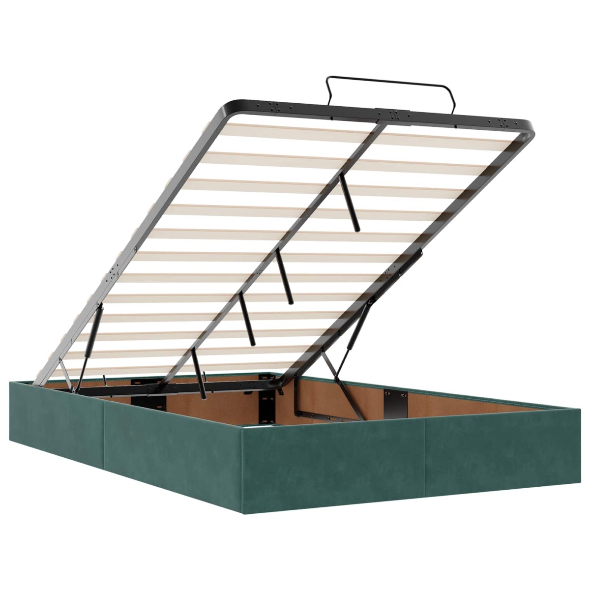 vidaXL Κρεβάτι Ottoman με Στρώμα και LED Σκούρο Πράσινο 120 x 190 cm