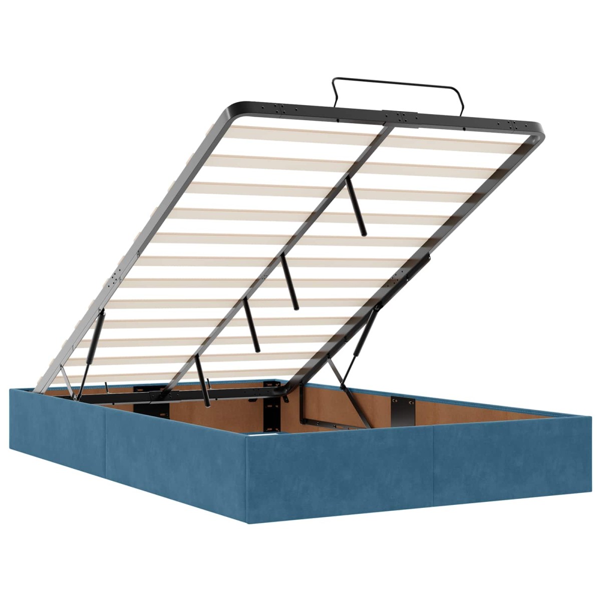 vidaXL Κρεβάτι Ottoman με Στρώμα και LED Σκούρο Μπλε 120 x 190 cm