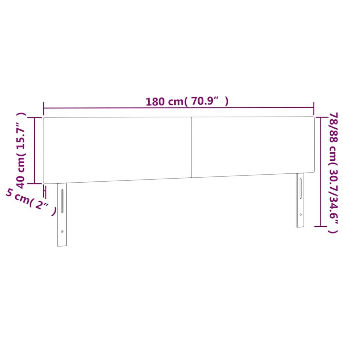 vidaXL Κεφαλάρια Κρεβατιού 2 τεμ.Σκούρο Μπλε 90x5x78/88 εκ. Βελούδινο