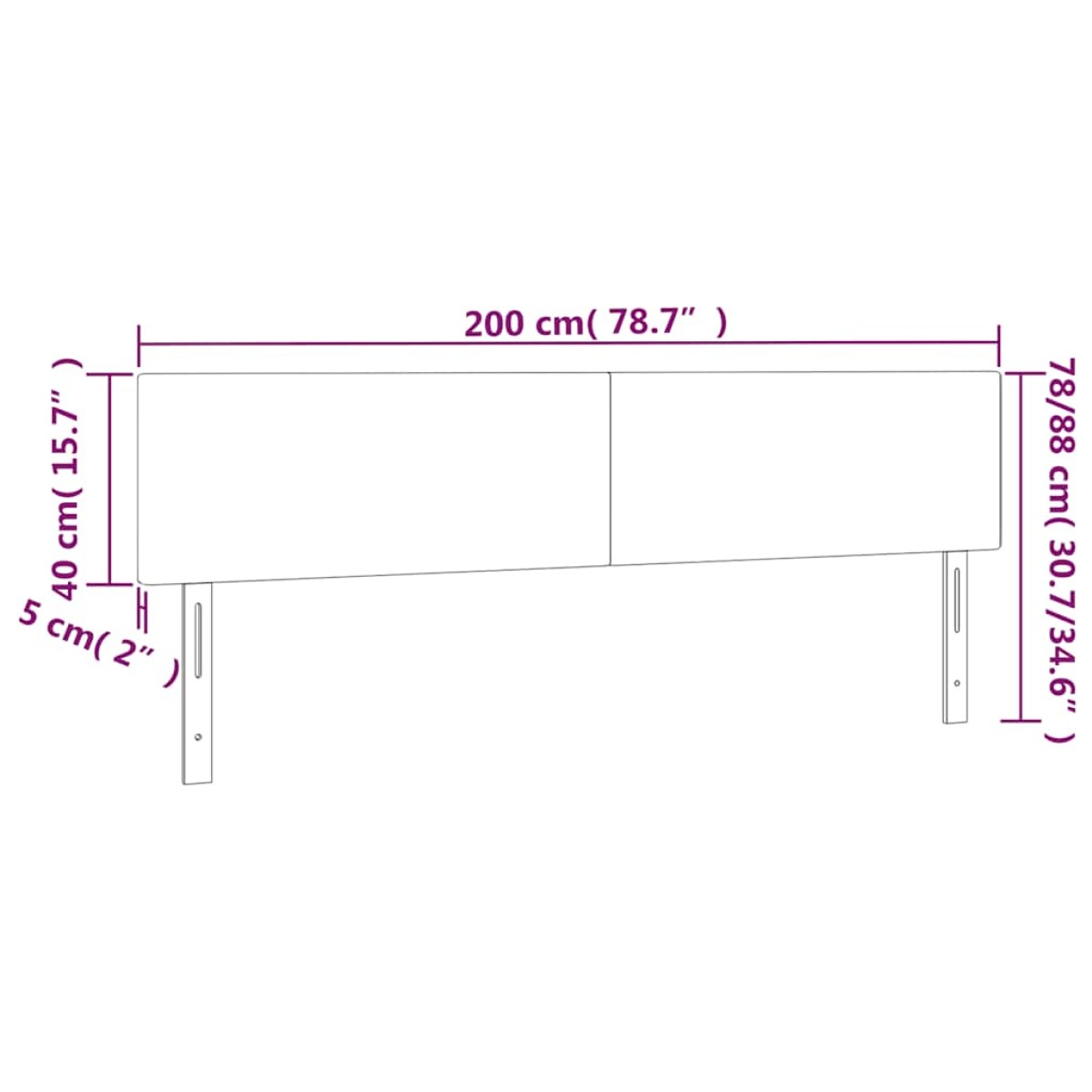vidaXL Κεφαλάρια Κρεβατιού 2 τεμ.Σκούρο Μπλε 100x5x78/88 εκ. Βελούδινο