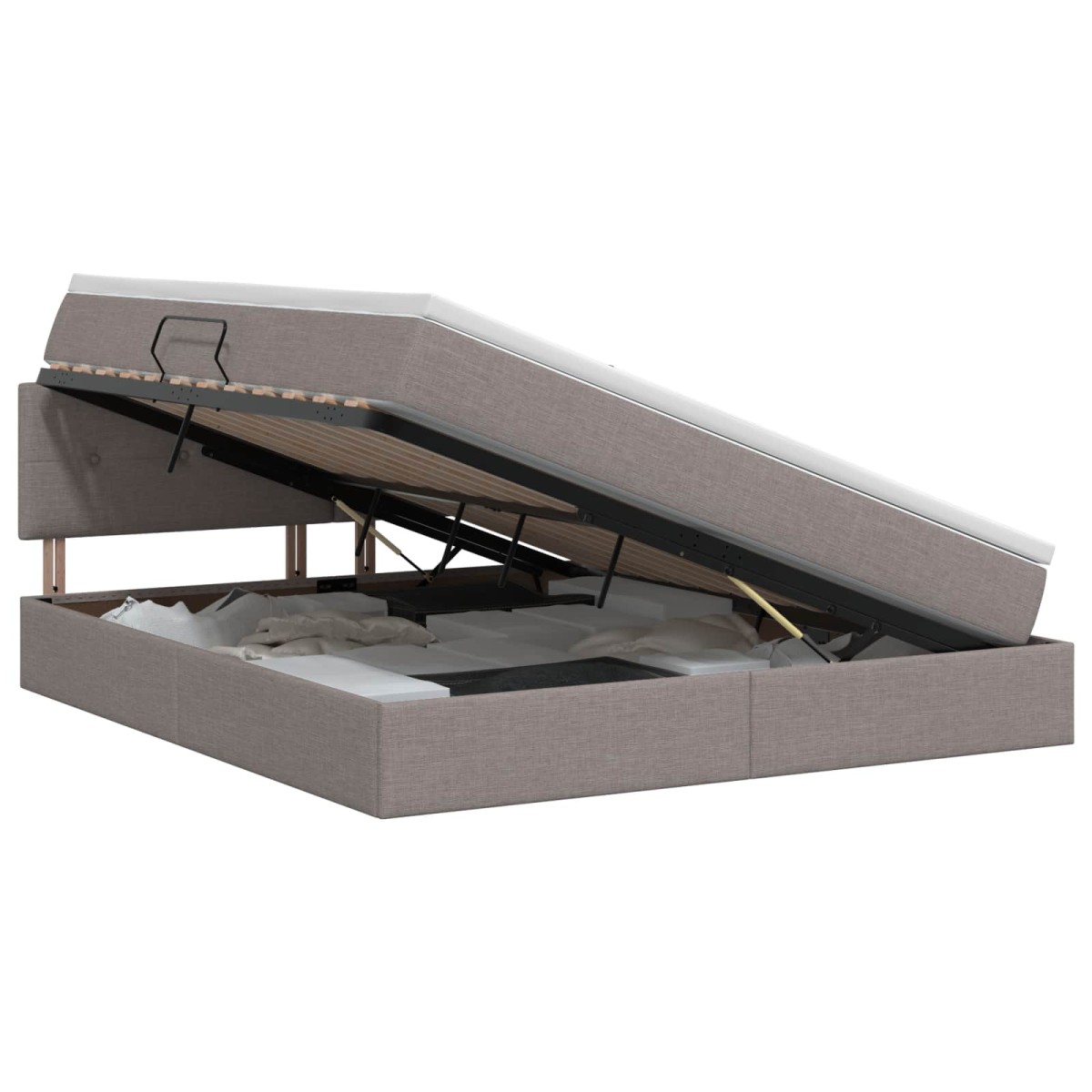 vidaXL Κρεβάτι με αποθηκευτικό χώρο και στρώμα Taupe 140 x 200 cm