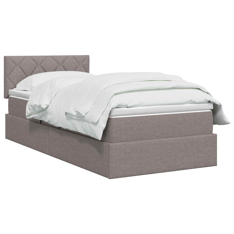 vidaXL Κρεβάτι με αποθηκευτικό χώρο και στρώμα Taupe 90 x 200 cm