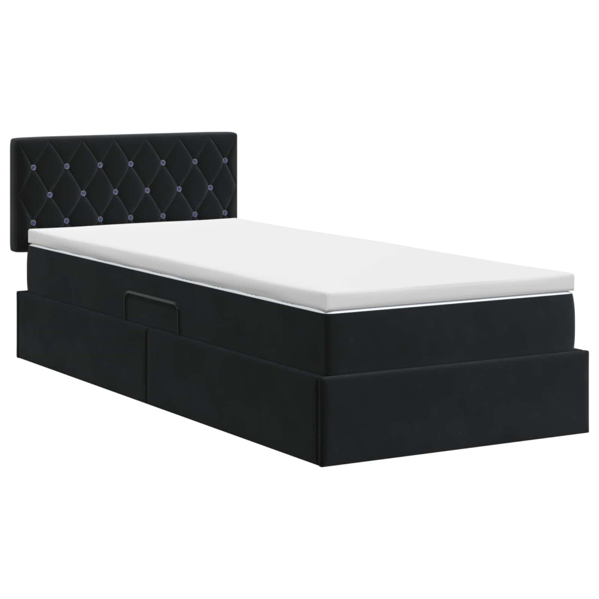 vidaXL Κρεβάτι Αποθήκης με κεφαλάρι Μαύρο 90 x 200 cm Βελούδο