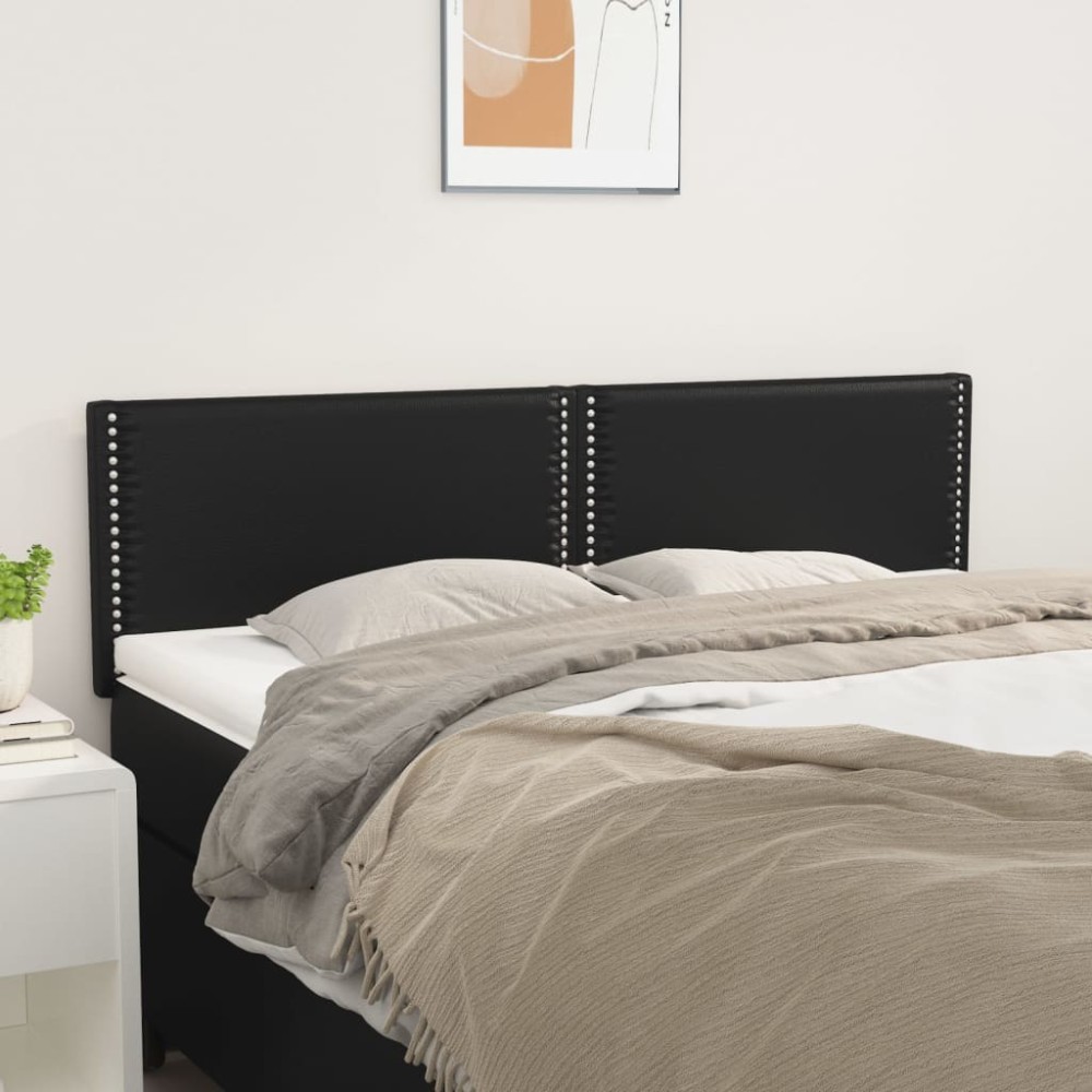 vidaXL Κεφαλάρια Μαύρα 144x5x78/88 εκ. από Συνθετικό Δέρμα