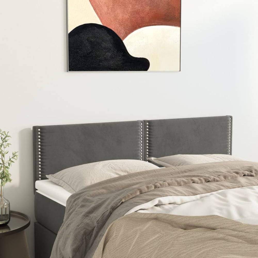 vidaXL Κεφαλάρια Σκ. Γκρι Βελούδινα 144x5x78/88 εκ.