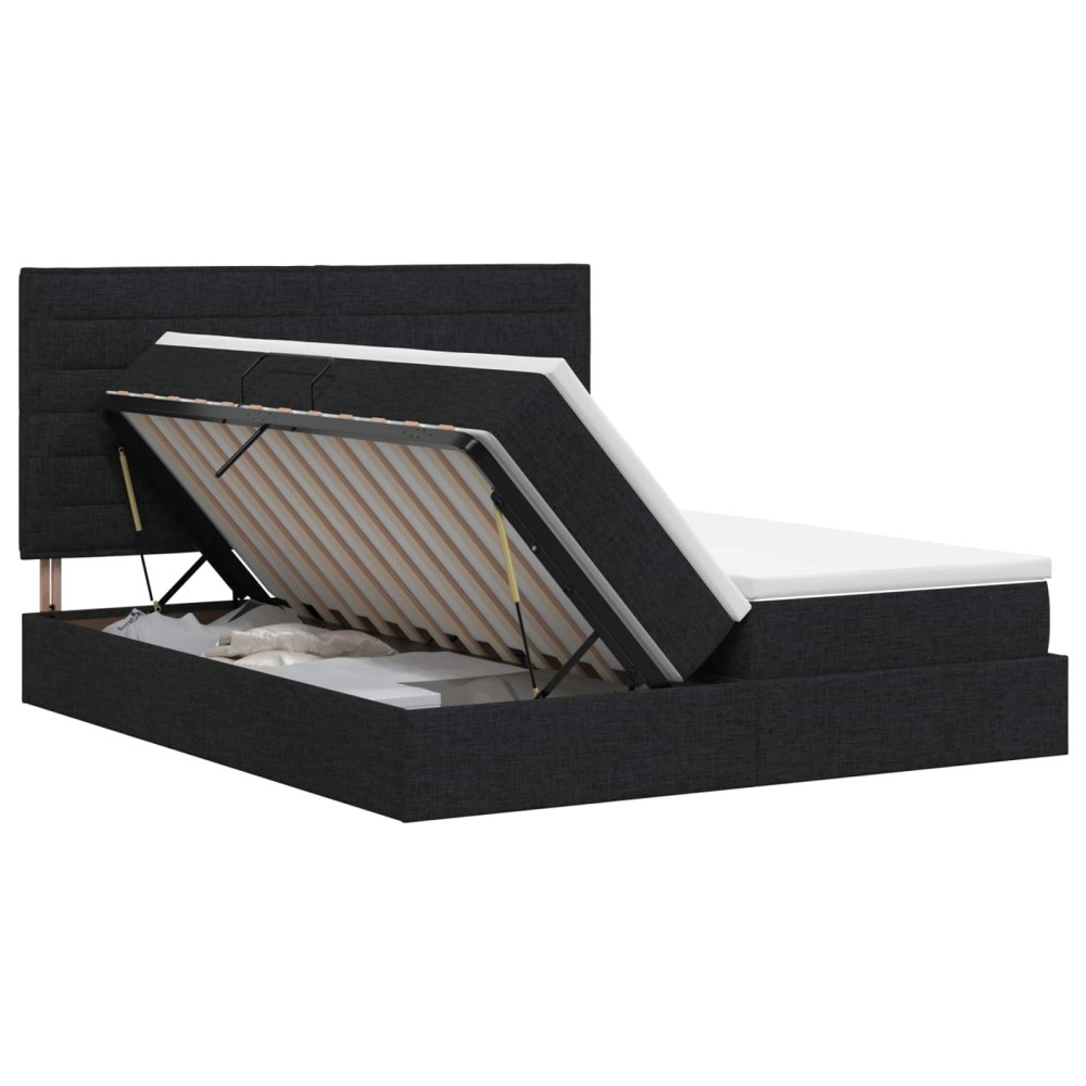 vidaXL Κρεβάτι Αποθήκης με κεφαλάρι Μαύρο 180 x 200 cm Ύφασμα