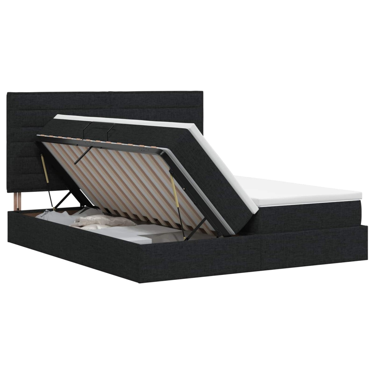 vidaXL Κρεβάτι Αποθήκης με κεφαλάρι Μαύρο 180 x 200 cm Ύφασμα