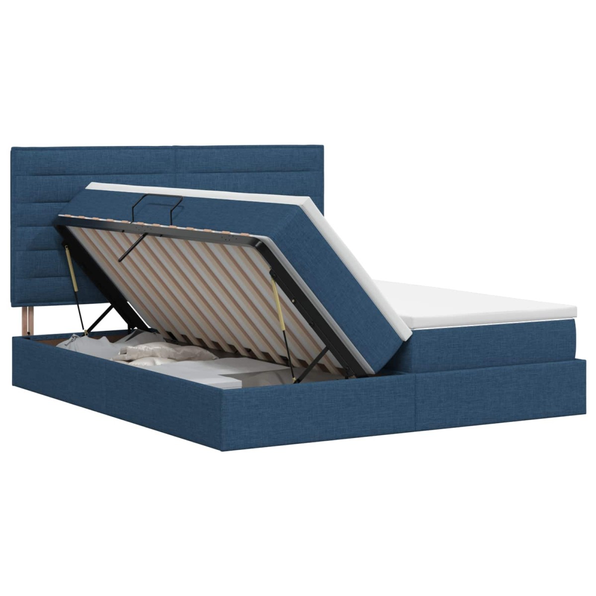 vidaXL Κρεβάτι Αποθήκης με κεφαλάρι Μπλε 180 x 200 cm Ύφασμα