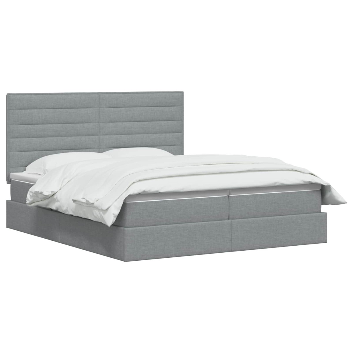 vidaXL Κρεβάτι Αποθήκης με κεφαλάρι Ανοιχτό γκρι 200 x 200 cm Ύφασμα