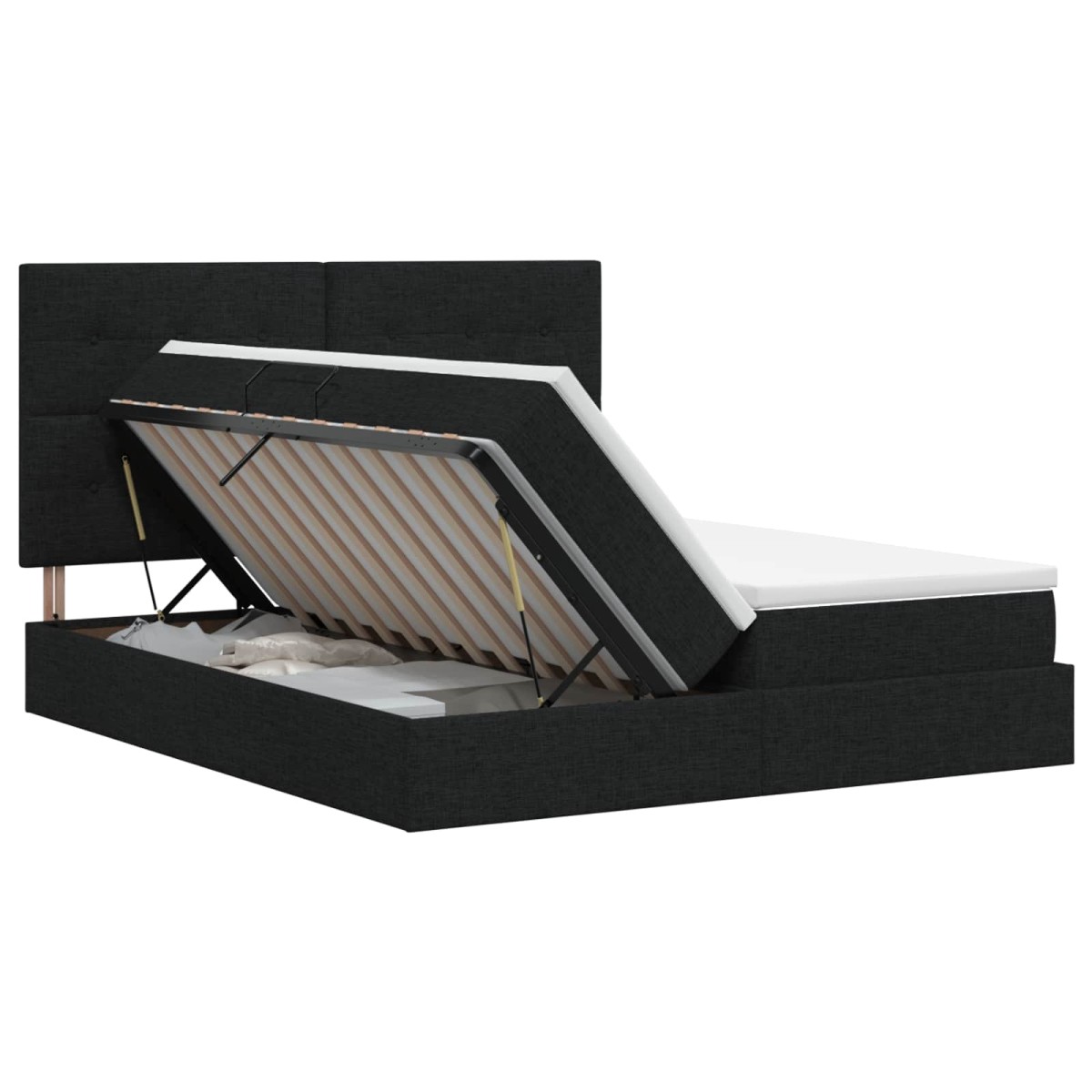 vidaXL Κρεβάτι Αποθήκης με κεφαλάρι Μαύρο 180 x 200 cm Ύφασμα