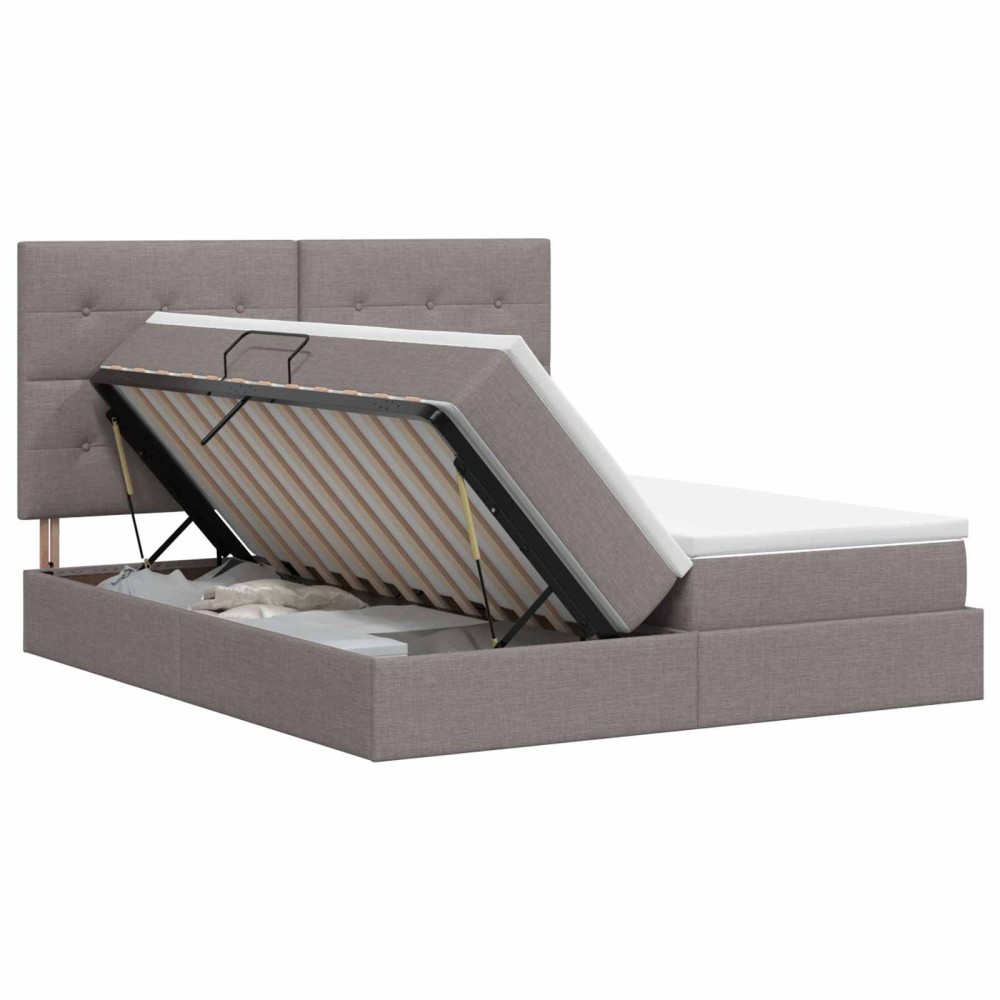 vidaXL Κρεβάτι Αποθήκης με κεφαλάρι Taupe 180 x 200 cm Ύφασμα