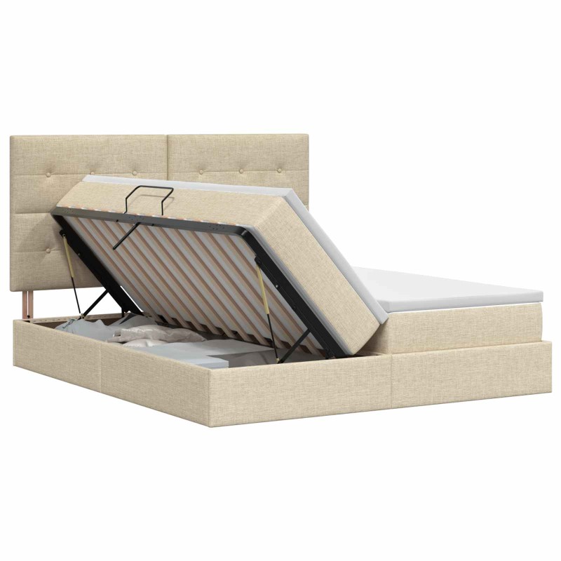 vidaXL Κρεβάτι Αποθήκης με κεφαλάρι Κρεμ 180 x 200 cm Ύφασμα