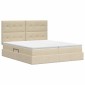 vidaXL Κρεβάτι Αποθήκης με κεφαλάρι Κρεμ 200 x 200 cm Ύφασμα
