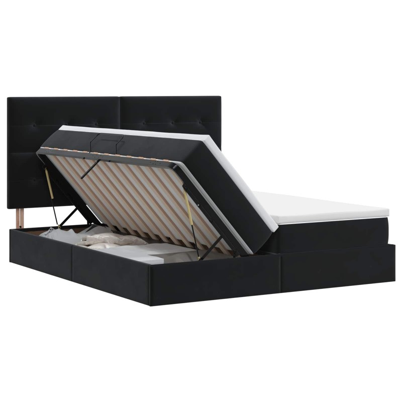 vidaXL Κρεβάτι Αποθήκης με κεφαλάρι Μαύρο 200 x 200 cm Βελούδο