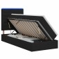 vidaXL LED Κρεβάτι αποθήκευσης με στρώμα Μαύρο 90 x 200 cm Ύφασμα