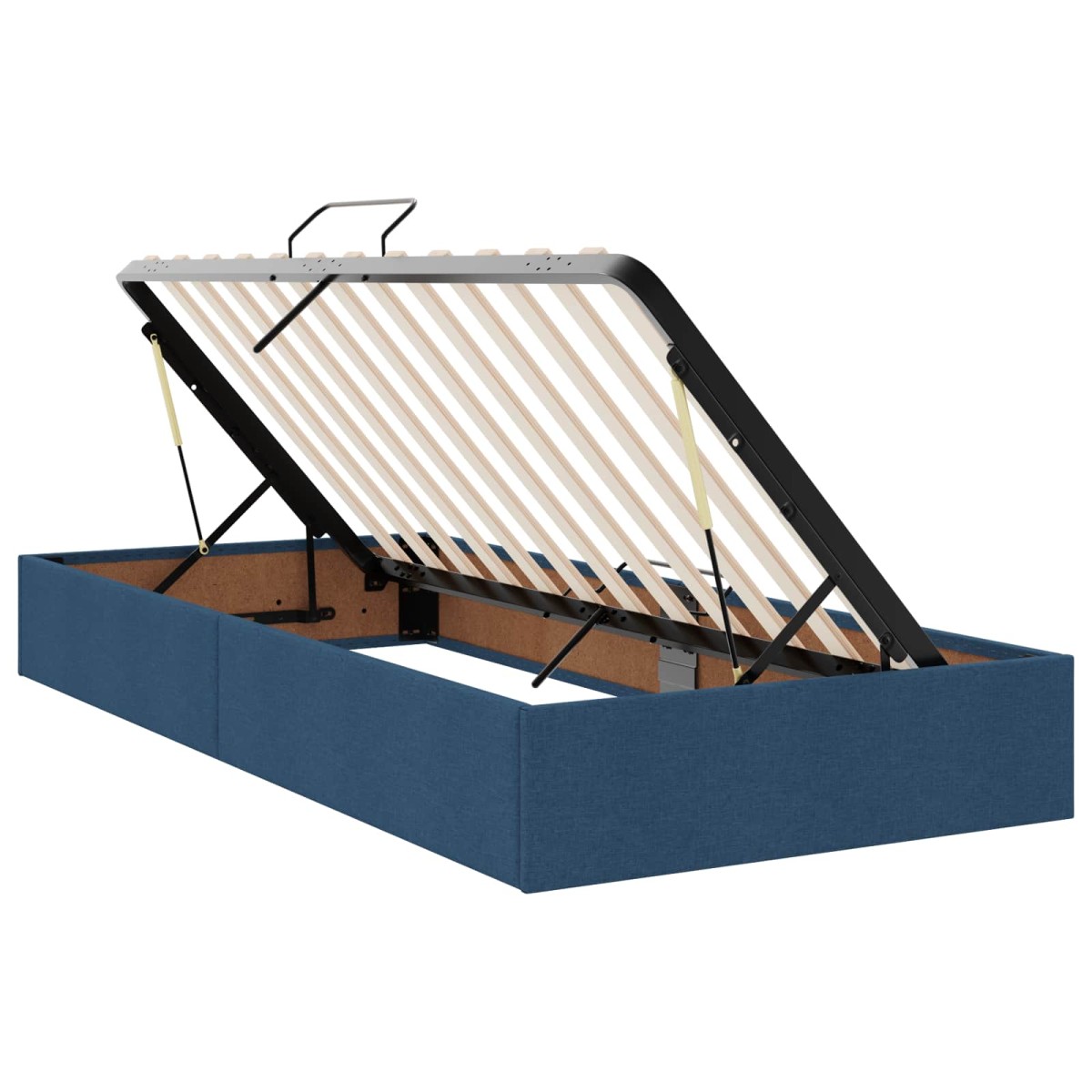 vidaXL LED Κρεβάτι αποθήκευσης με στρώμα Μπλε 90 x 200 cm Ύφασμα