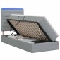 vidaXL LED Κρεβάτι αποθήκευσης με στρώμα Ανοιχτό γκρι 100 x 200 cm