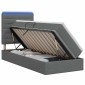 vidaXL LED Κρεβάτι αποθήκευσης με στρώμα Σκούρο Γκρι 100 x 200 cm