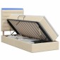 vidaXL LED Κρεβάτι αποθήκευσης με στρώμα Κρεμ 100 x 200 cm Ύφασμα