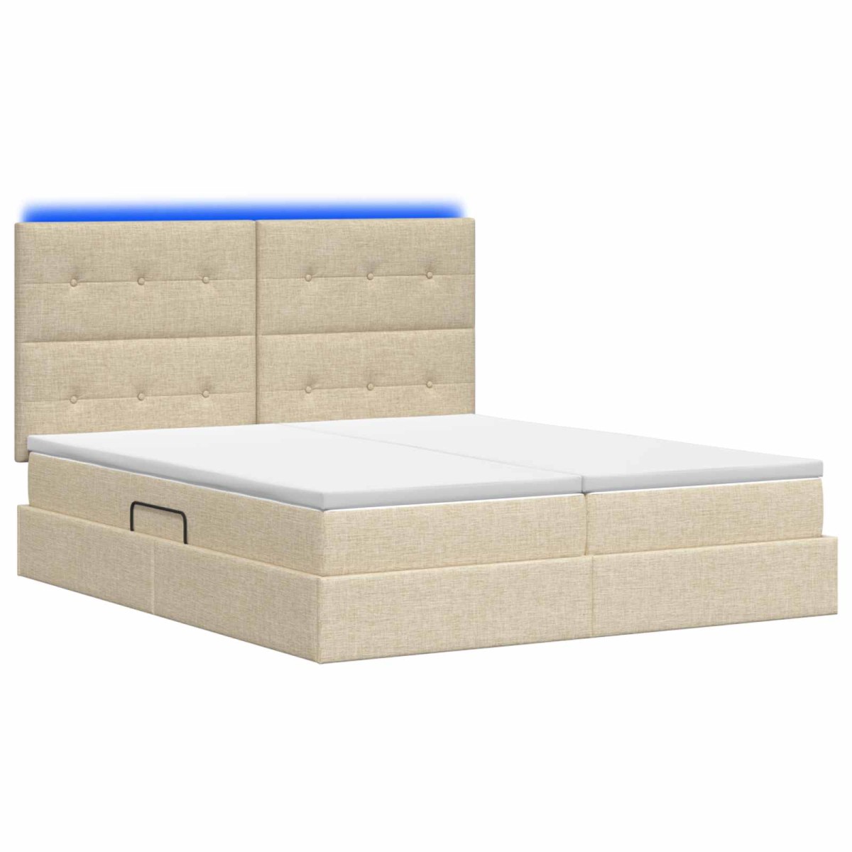 vidaXL LED Κρεβάτι αποθήκευσης με στρώμα Κρεμ 180 x 200 cm Ύφασμα