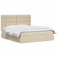 vidaXL LED Κρεβάτι αποθήκευσης με στρώμα Κρεμ 200 x 200 cm Ύφασμα