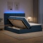 vidaXL LED Κρεβάτι αποθήκευσης με στρώμα Μπλε 200 x 200 cm Ύφασμα