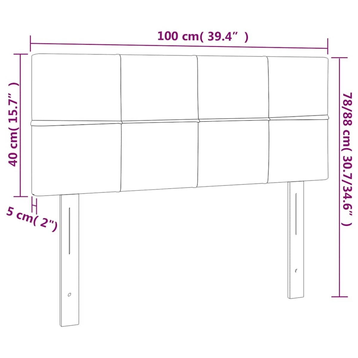 vidaXL Κεφαλάρι Κρεβατιού Σκούρο Μπλε 100x5x78/88 εκ. Βελούδινο