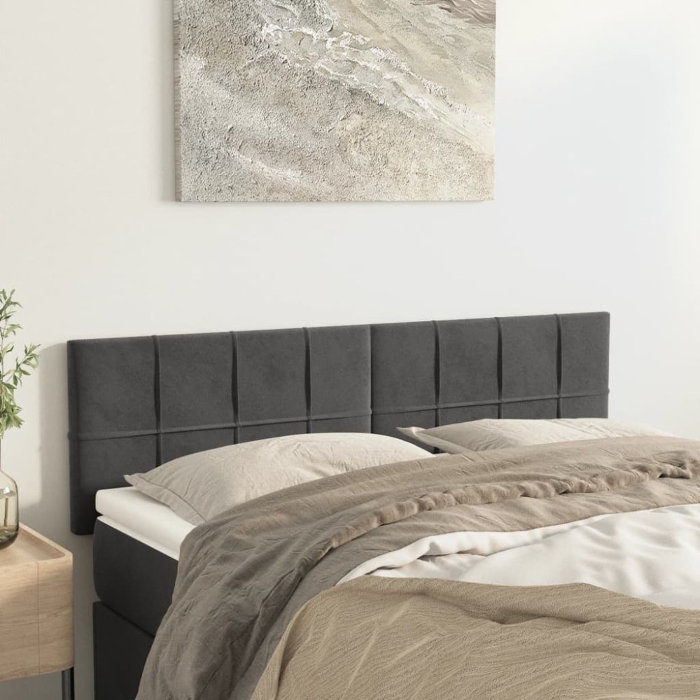 vidaXL Κεφαλάρια Σκ. Γκρι Βελούδινα 144x5x78/88 εκ.