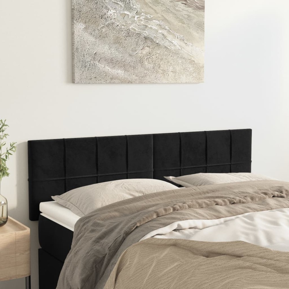vidaXL Κεφαλάρια Μαύρα Βελούδινα 144x5x78/88 εκ.