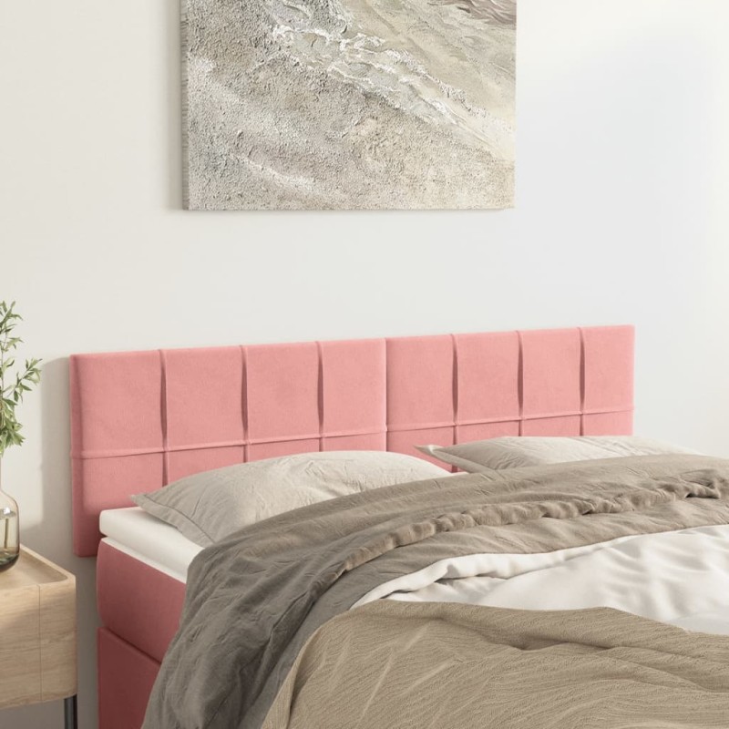vidaXL Κεφαλάρια Ροζ Βελούδινα 144x5x78/88 εκ.