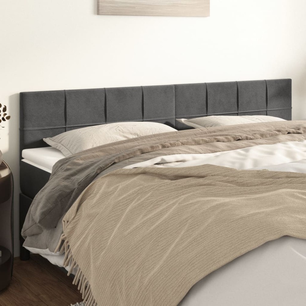 vidaXL Κεφαλάρια Σκ. Γκρι Βελούδινα 180x5x78/88 εκ.