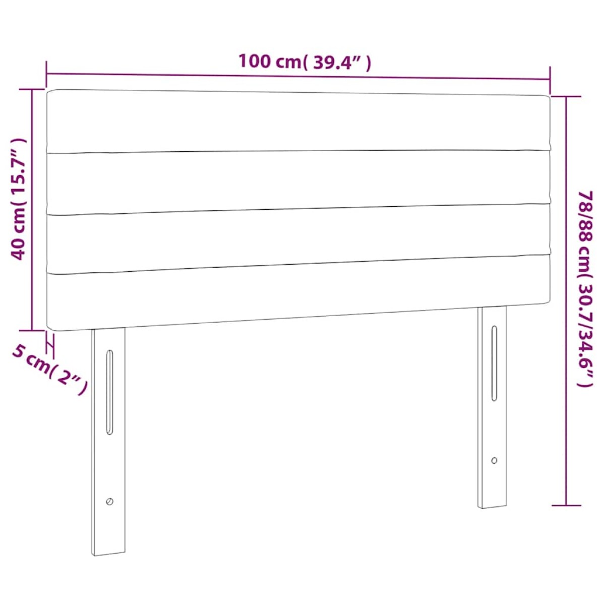 vidaXL Κεφαλάρι Κρεβατιού Σκούρο Μπλε 100x5x78/88 εκ. Βελούδινο