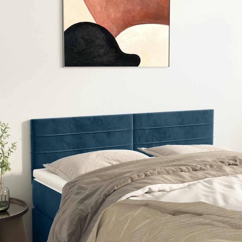 vidaXL Κεφαλάρια Σκ. Μπλε 144x5x78/88 εκ. Βελούδο