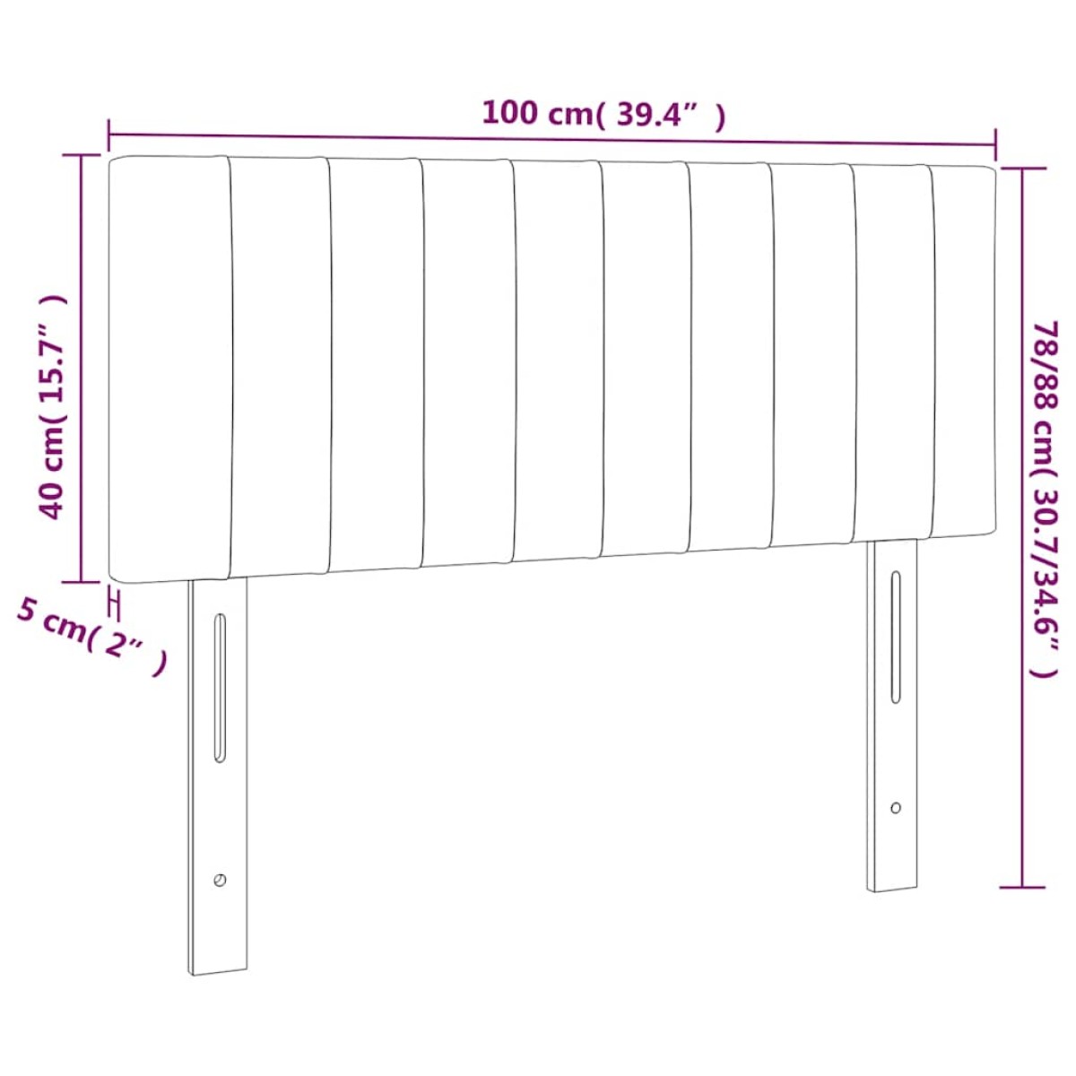 vidaXL Κεφαλάρι Κρεβατιού Σκούρο Μπλε 100x5x78/88 εκ. Βελούδινο