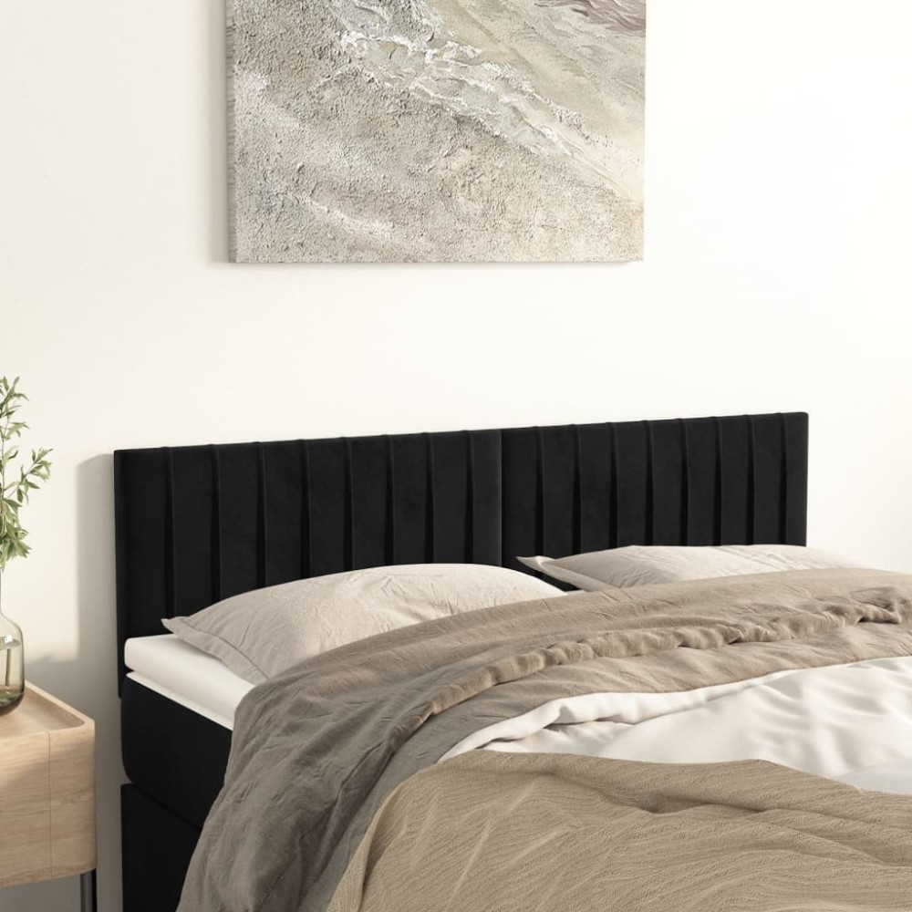 vidaXL Κεφαλάρια Μαύρα Βελούδινα 144x5x78/88 εκ.