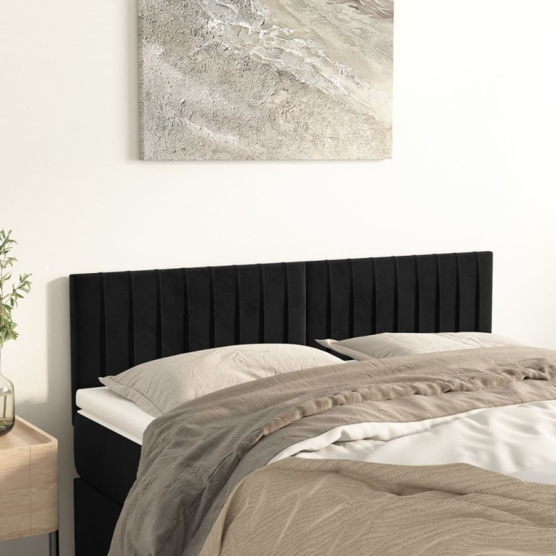 vidaXL Κεφαλάρια Μαύρα Βελούδινα 144x5x78/88 εκ.