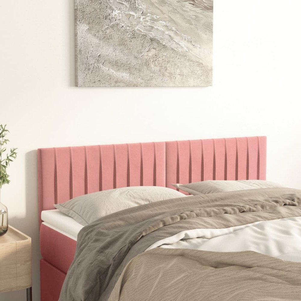vidaXL Κεφαλάρια Ροζ Βελούδινα 144x5x78/88 εκ.