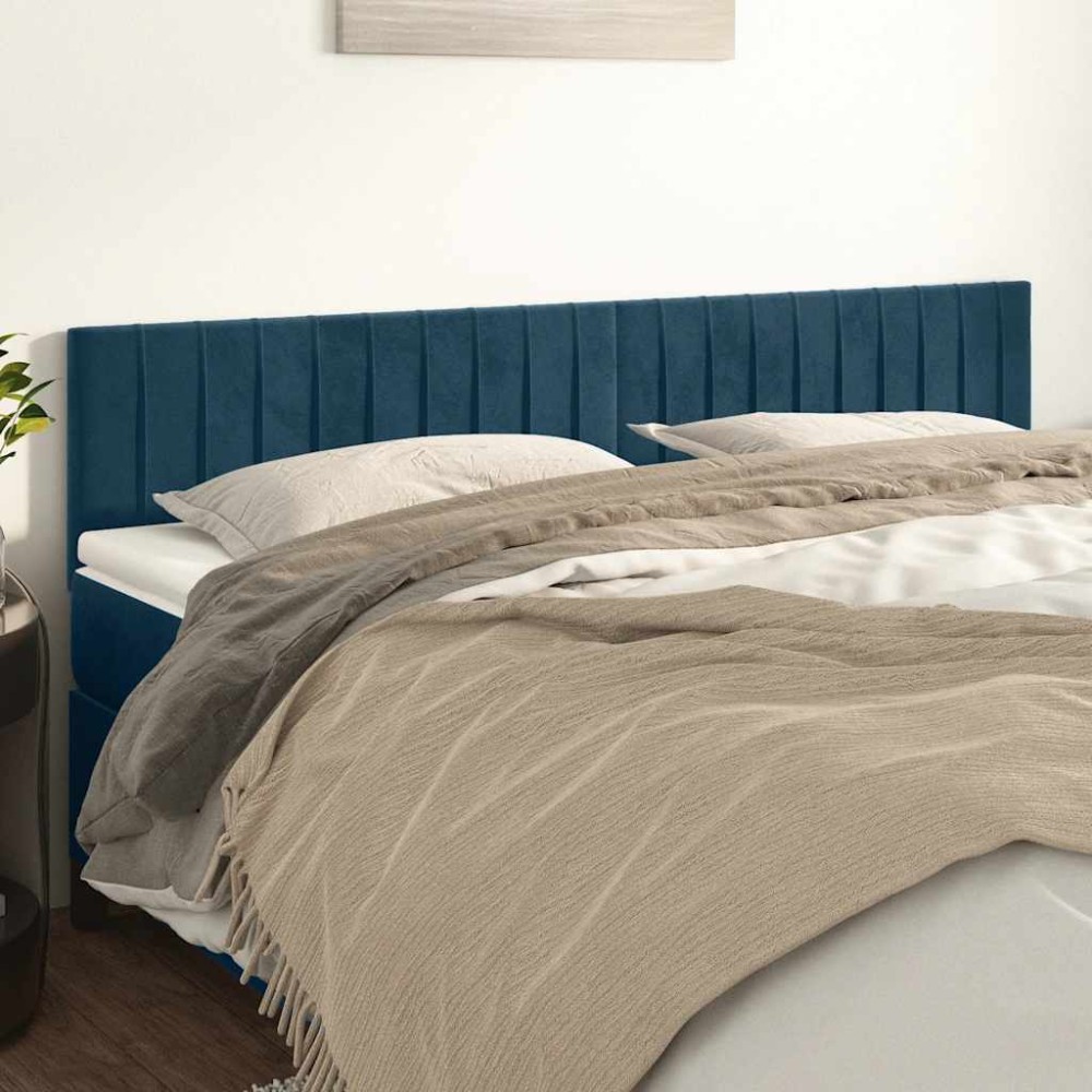 vidaXL Κεφαλάρια Σκ. Μπλε Βελούδινα 180x5x78/88 εκ.