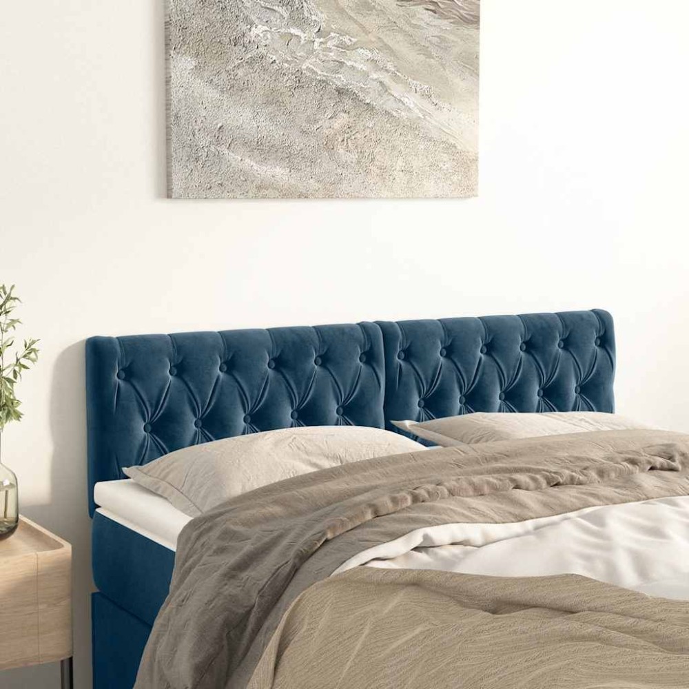 vidaXL Κεφαλάρια Σκ. Μπλε Βελούδινα 144x7x78/88 εκ.