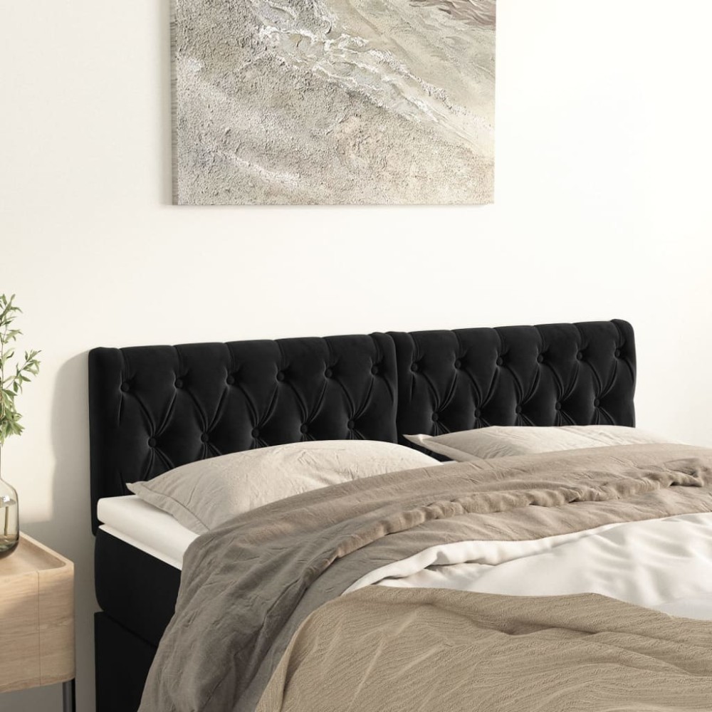 vidaXL Κεφαλάρια Μαύρα Βελούδινα 160x7x78/88 εκ.