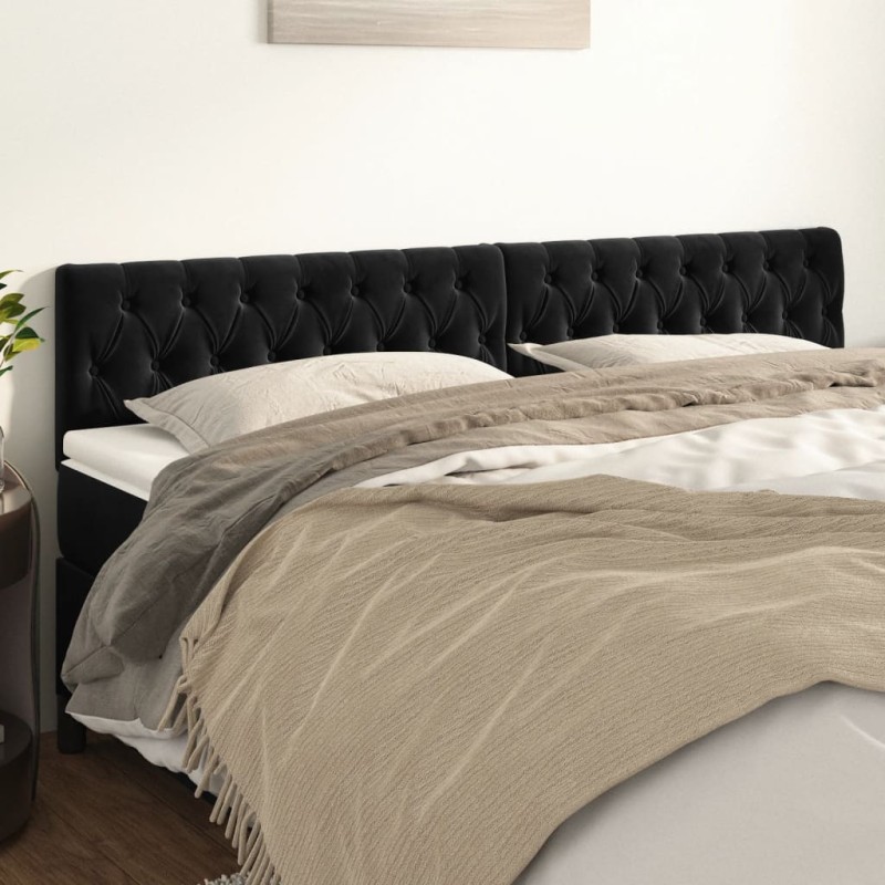 vidaXL Κεφαλάρια Μαύρα Βελούδινα 200x7x78/88 εκ.