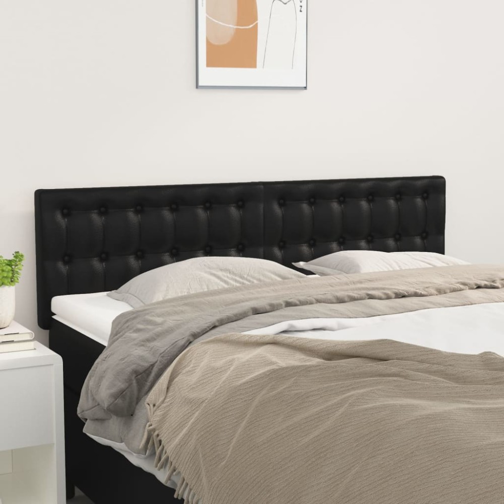vidaXL Κεφαλάρια Μαύρα 144x5x78/88 εκ. από Συνθετικό Δέρμα
