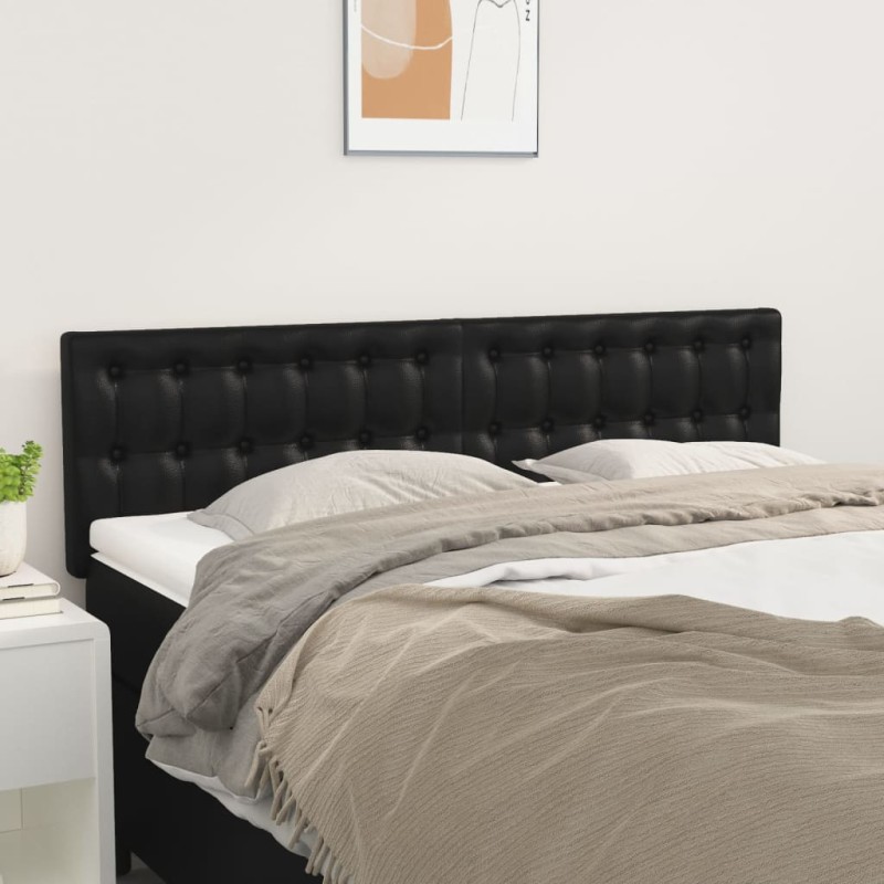 vidaXL Κεφαλάρια Μαύρα 144x5x78/88 εκ. από Συνθετικό Δέρμα