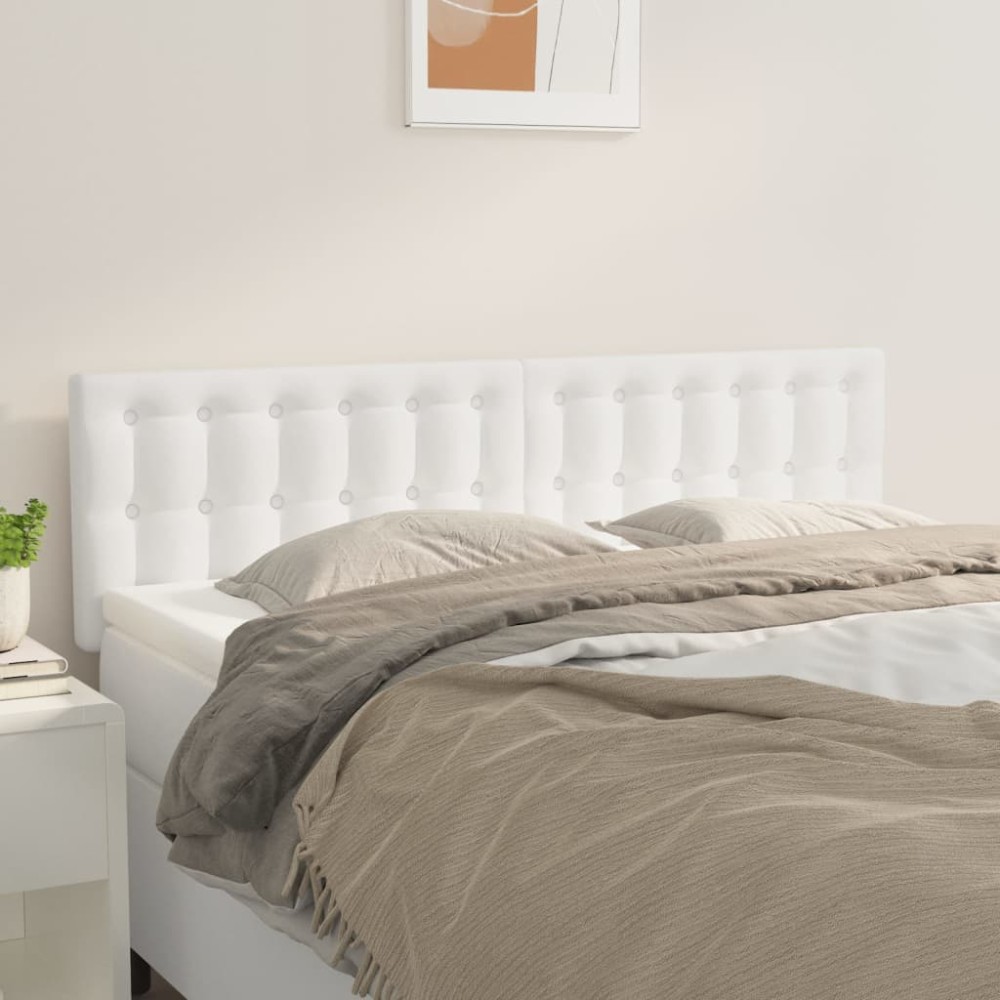 vidaXL Κεφαλάρια Λευκά 144x5x78/88 εκ. από Συνθετικό Δέρμα