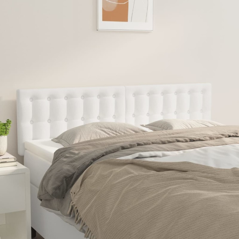 vidaXL Κεφαλάρια Λευκά 144x5x78/88 εκ. από Συνθετικό Δέρμα