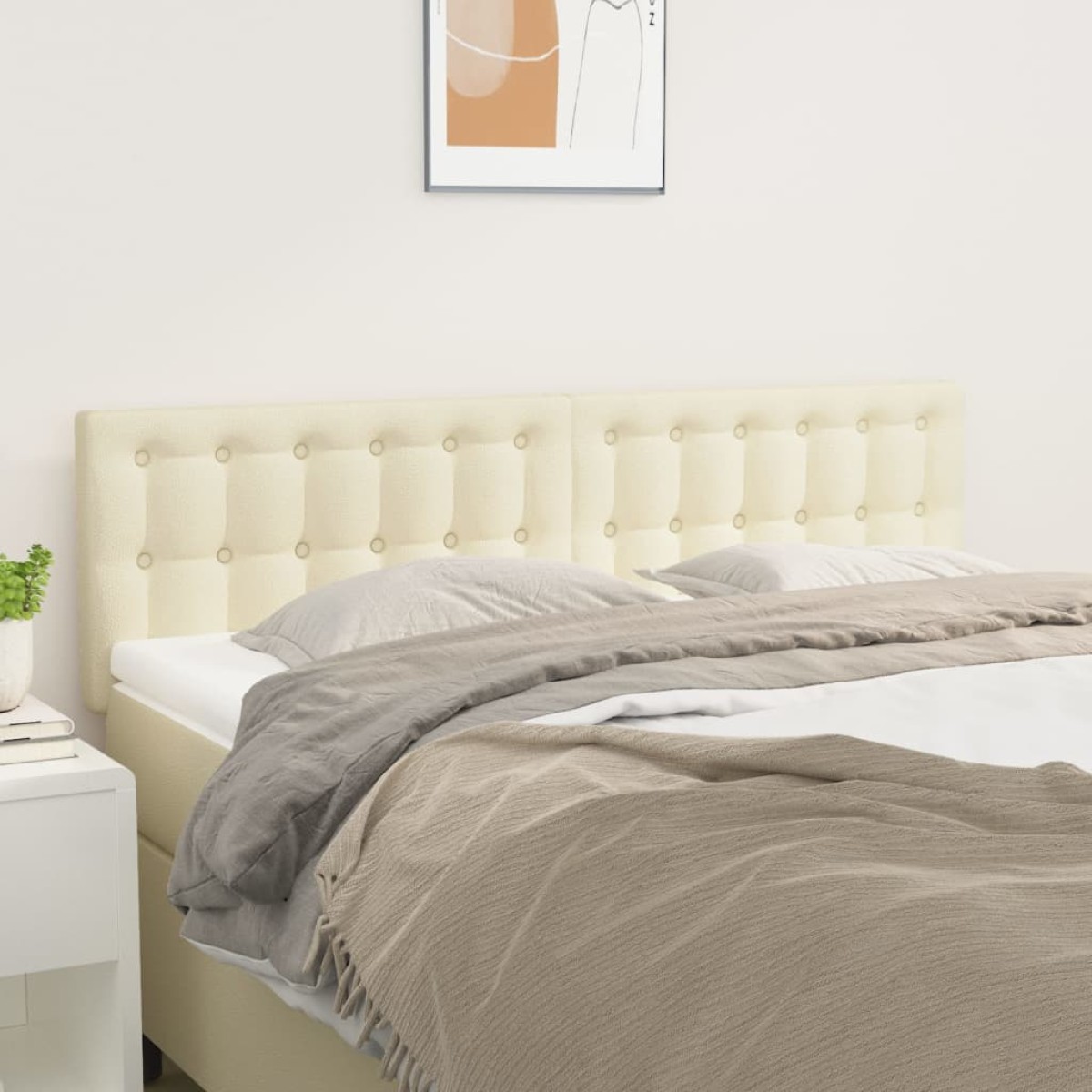 vidaXL Κεφαλάρια Κρεβατιού 2 τεμ. Κρεμ 72x5x78/88 εκ. Συνθετικό Δέρμα